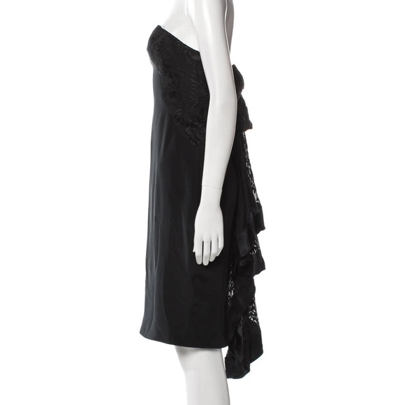 🎉Marchesa Notte,Silk Dress,Black,Ruffle Embellishment,Strapless,Stunning,Size 2 - Picture 5 of 14